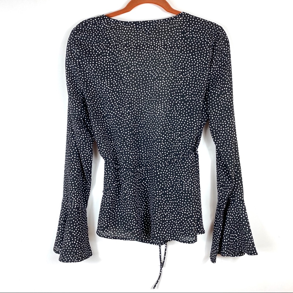 Lulus Love is Enough Black Polka Dot Wrap Top Sz L - Picture 7 of 13